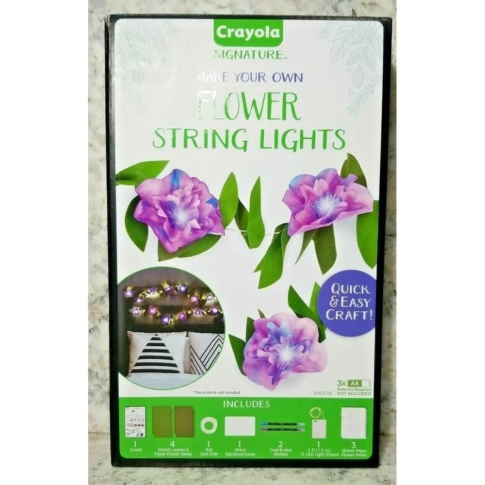 Crayola Signature Make Your Own Flower String Lights DIY Craft Kit Purple‎ LED